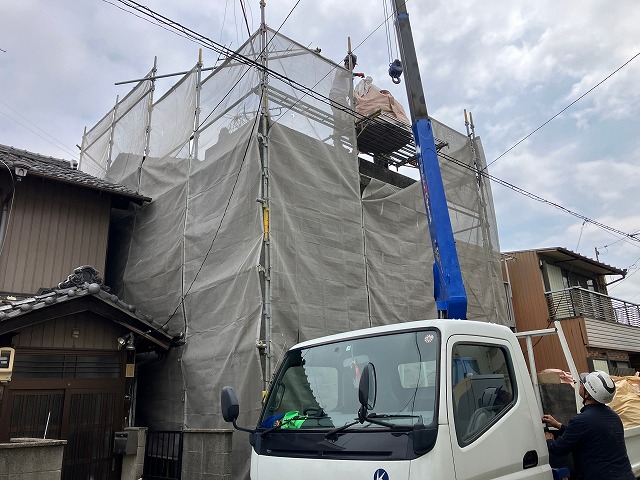 施行範囲だけを囲った足場